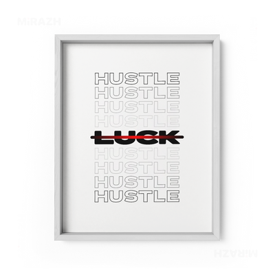 HustleOverLuck Framed Poster 01 White Wood