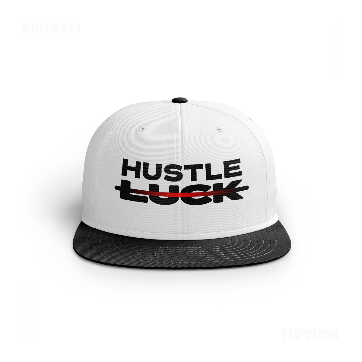 HustleOverLuck Snapback Caps 01 White Black DTF
