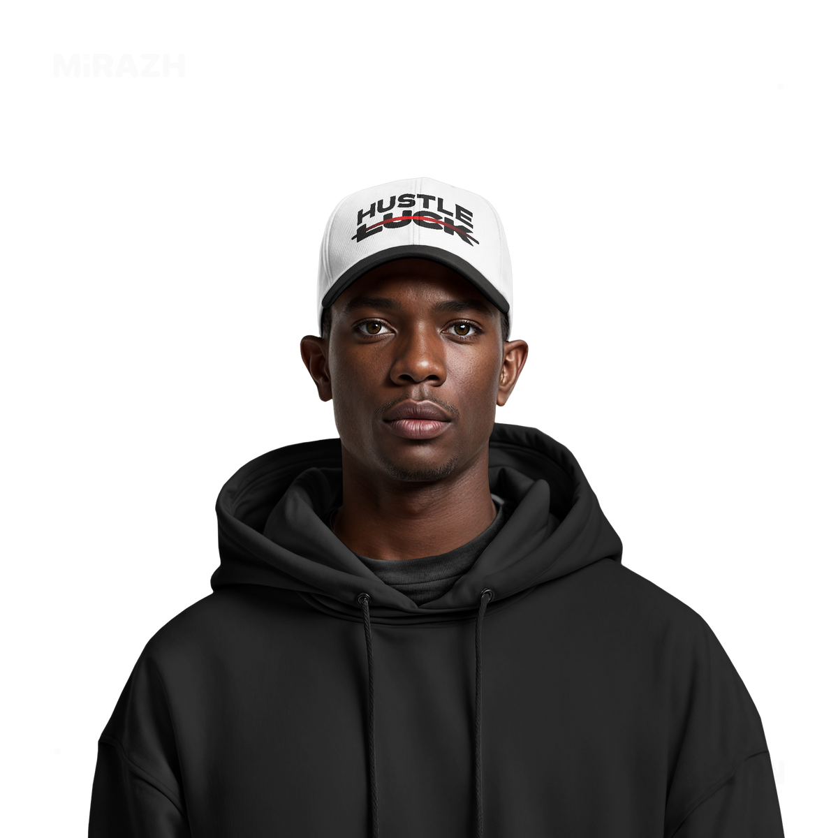 HustleOverLuck Snapback Caps 06 White Black DTF