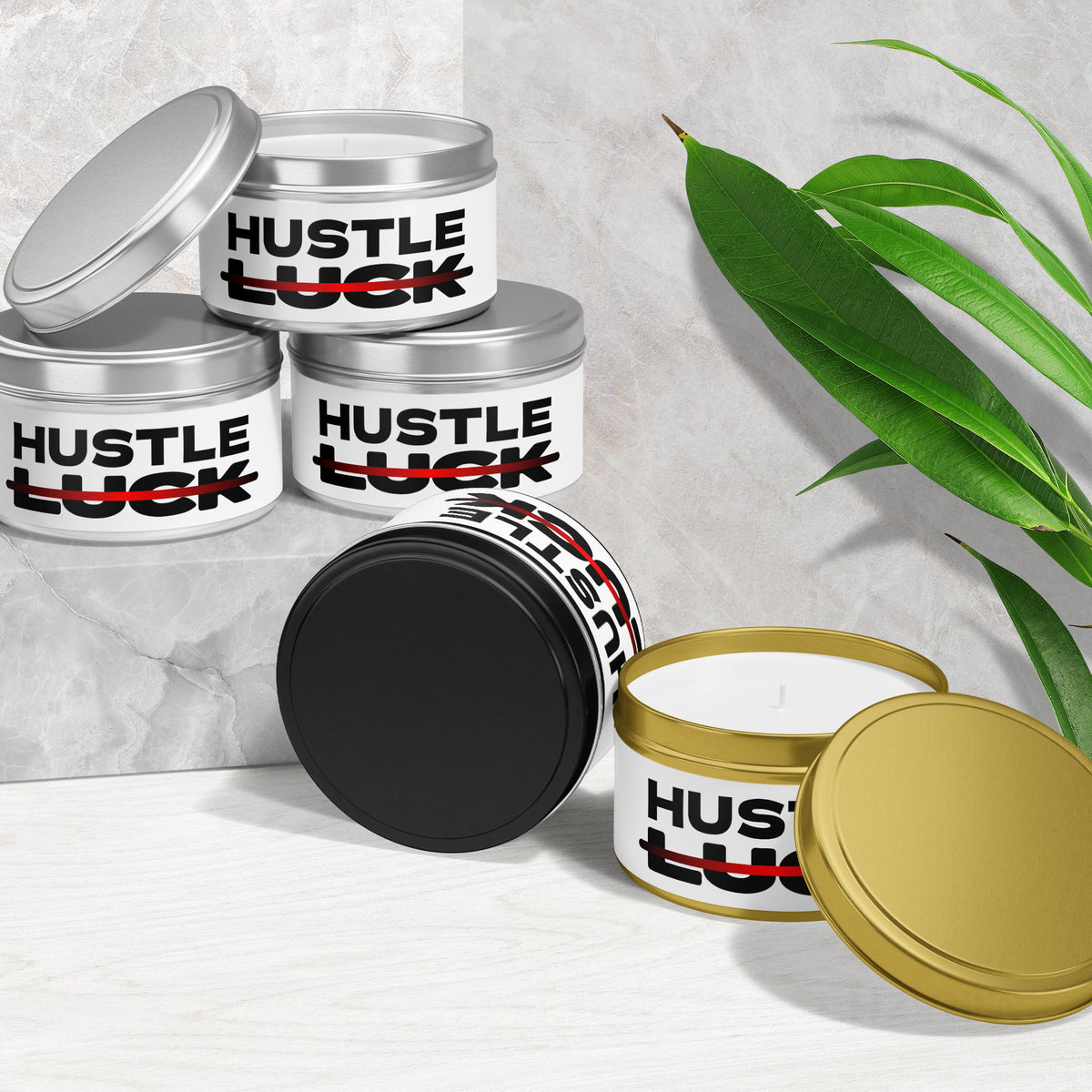 HustleOverLuck Tin Candle 02 Silver