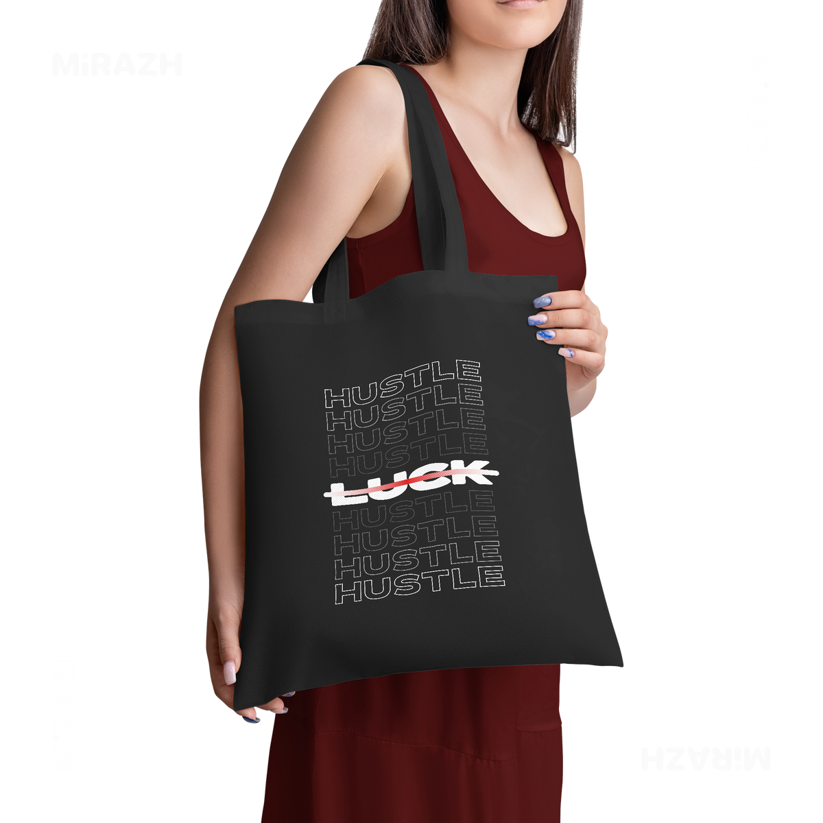 HustleOverLuck Tote Bags 02 Black