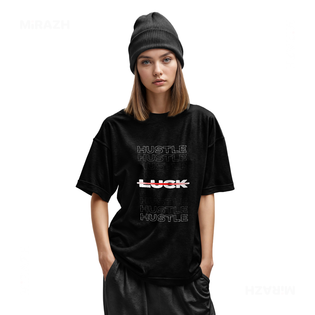 HustleOverLuck Youth T Shirt 02 Black