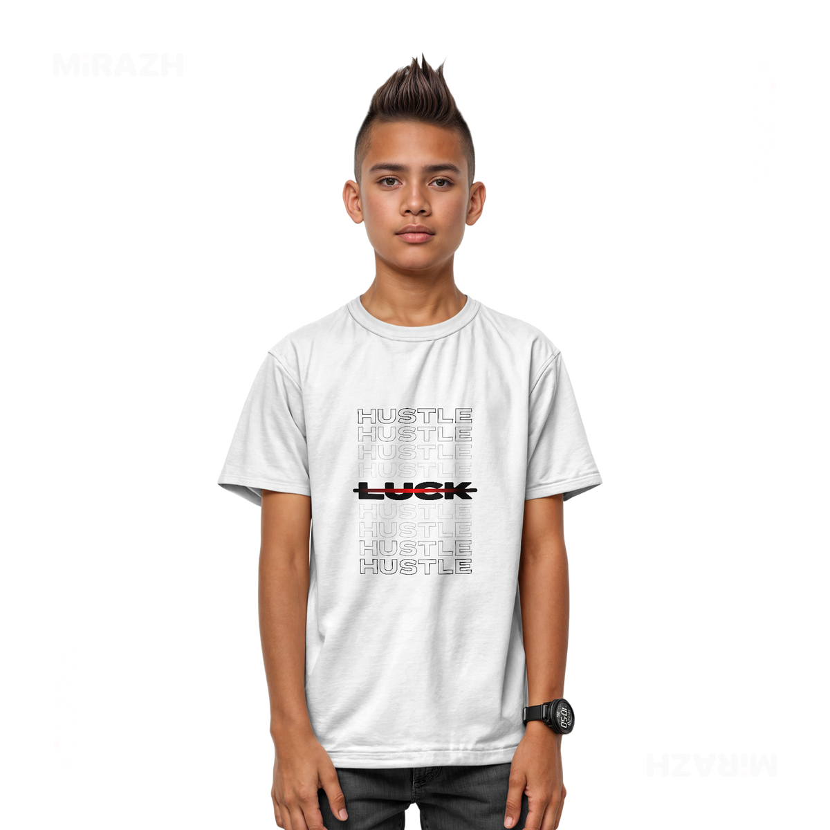HustleOverLuck Youth T Shirt 03 White