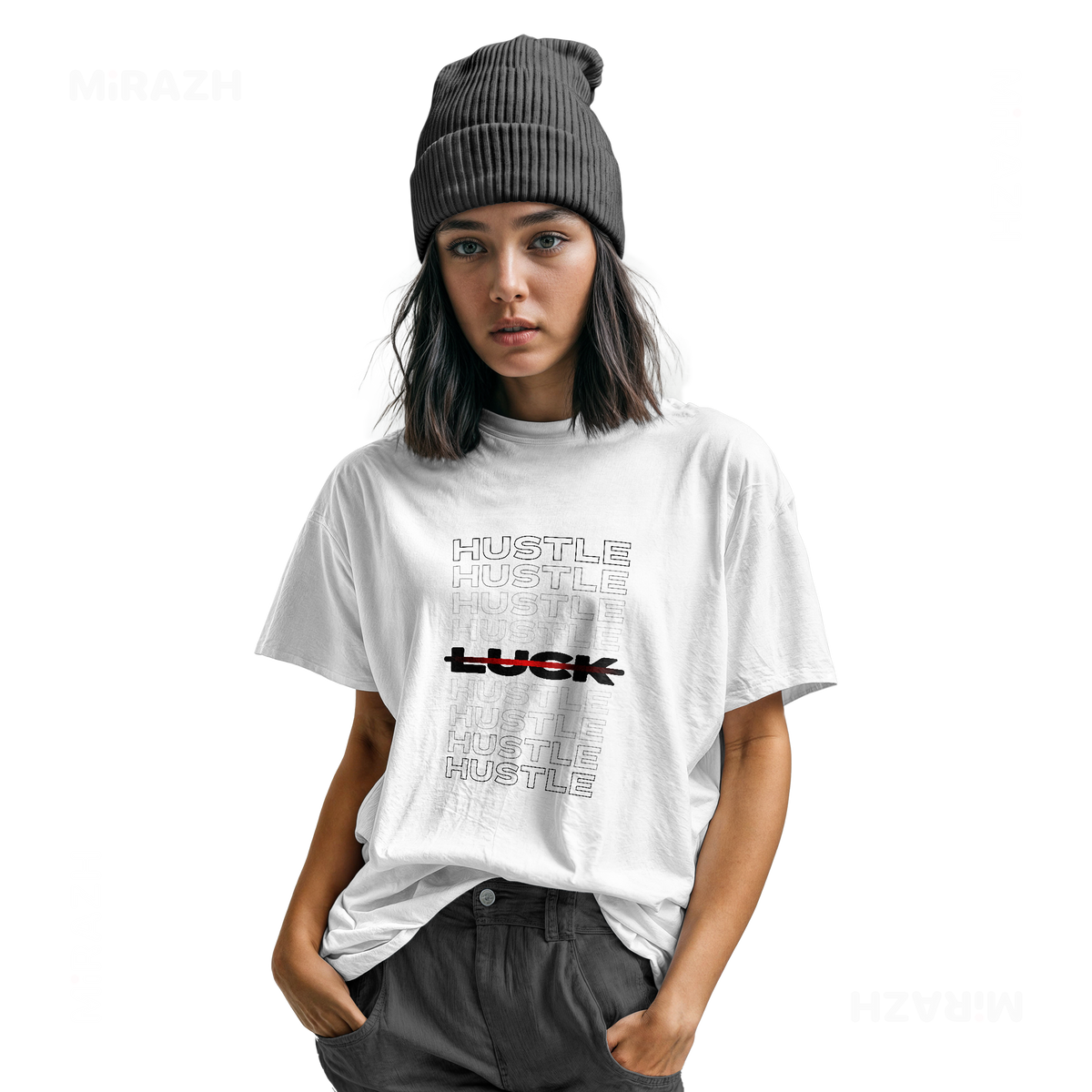 HustleOverLuck Youth T Shirt 04 White
