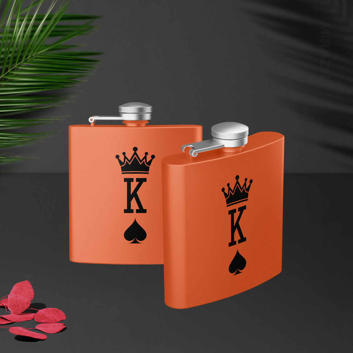 KingOfSpades Hip Flasks 02 Orange