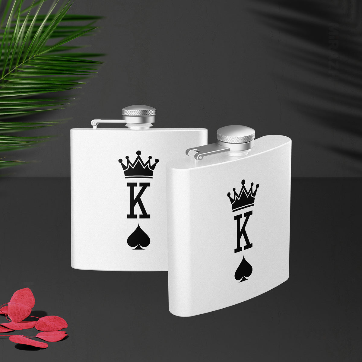 KingOfSpades Hip Flasks 02 White