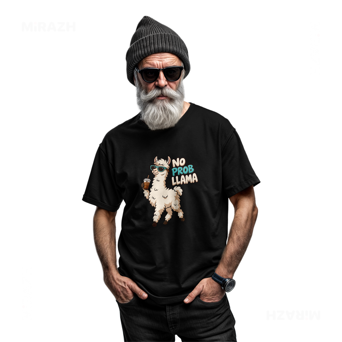 NoProbLlama Adult T Shirt 06 Black