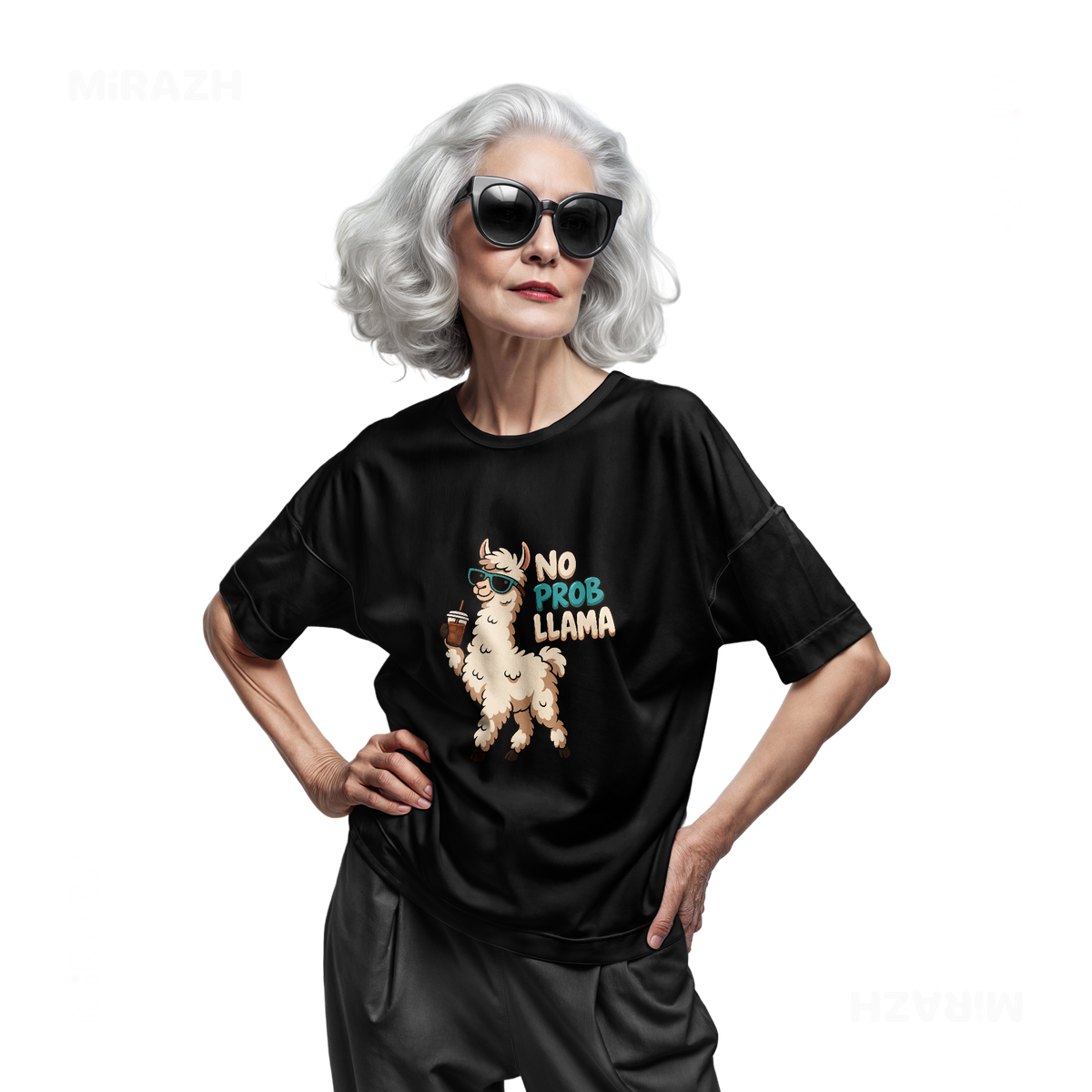 NoProbLlama Adult T Shirt 07 Black
