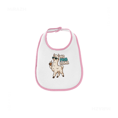 NoProbLlama Baby Bibs 01 White Pink