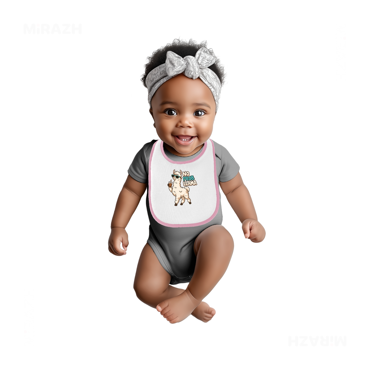 NoProbLlama Baby Bibs 04 White Pink