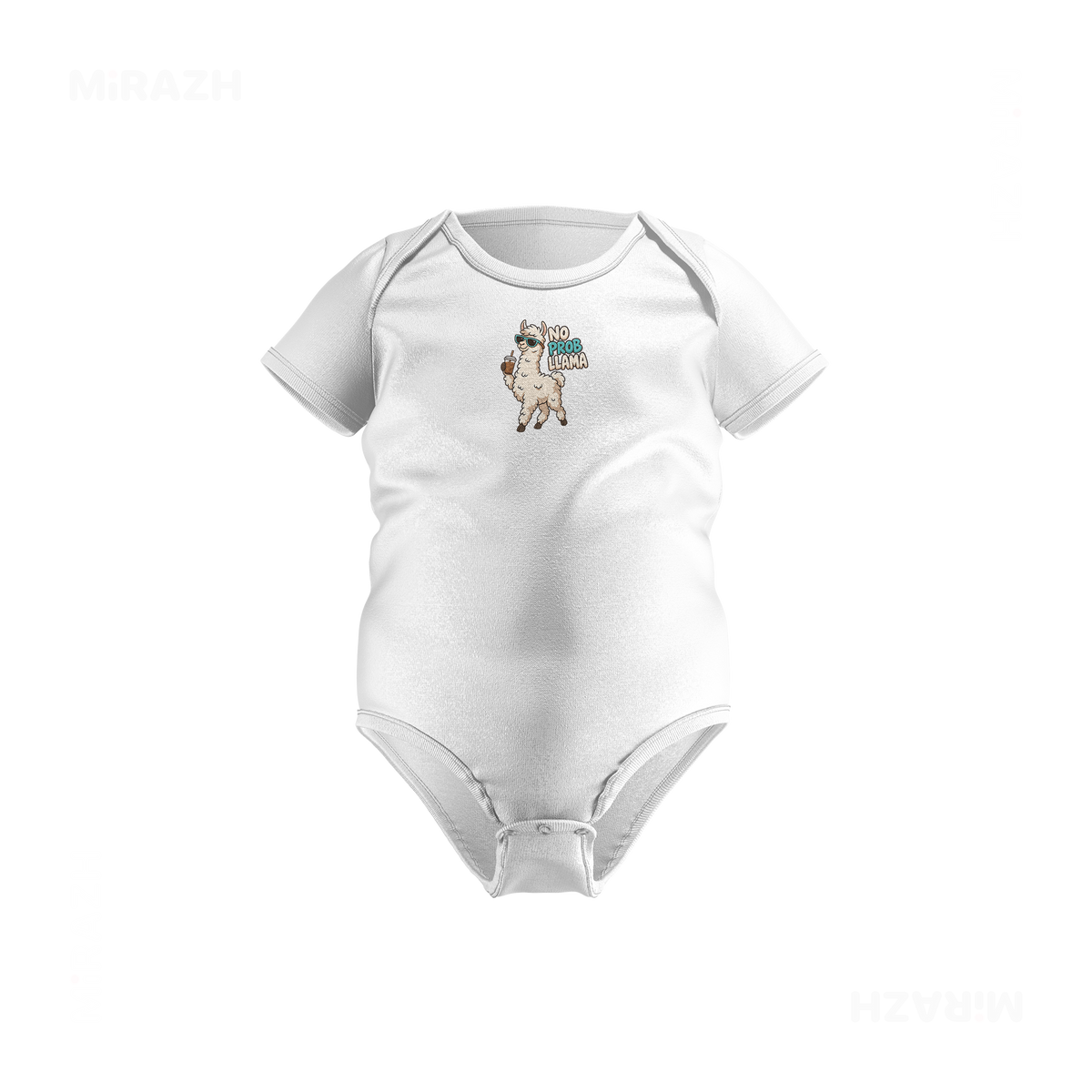 NoProbLlama Baby Onesies 01 White