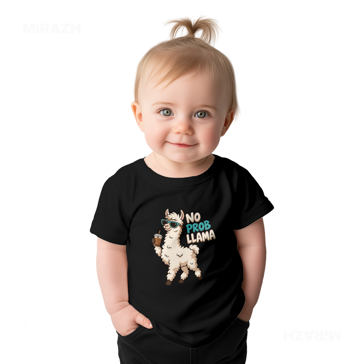 NoProbLlama Baby T Shirt 02 Black