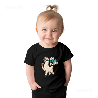 NoProbLlama Baby T Shirt 02 Black