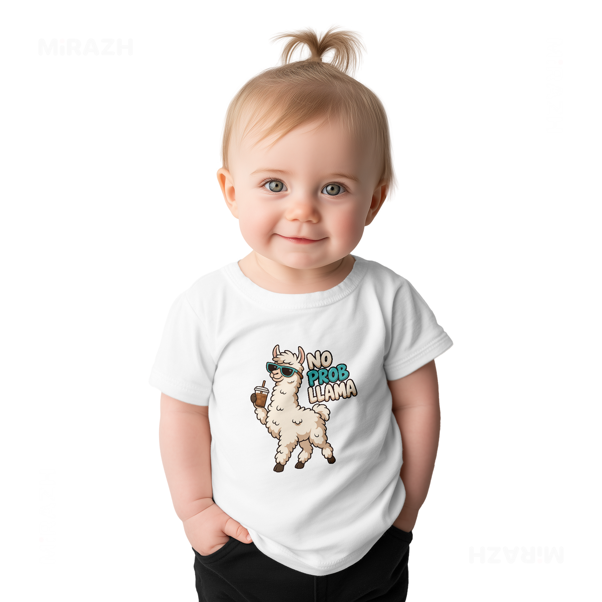 NoProbLlama Baby T Shirt 02 White