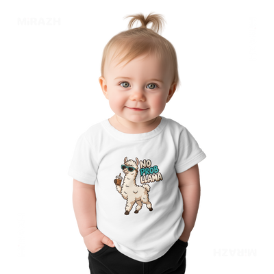NoProbLlama Baby T Shirt 02 White