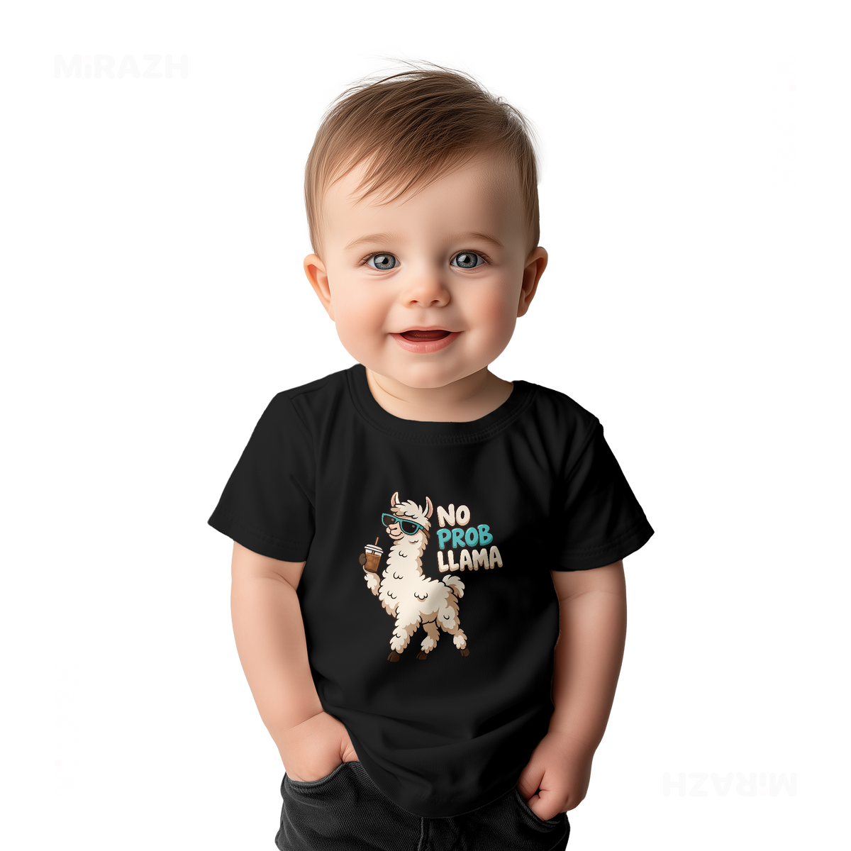 NoProbLlama Baby T Shirt 03 Black