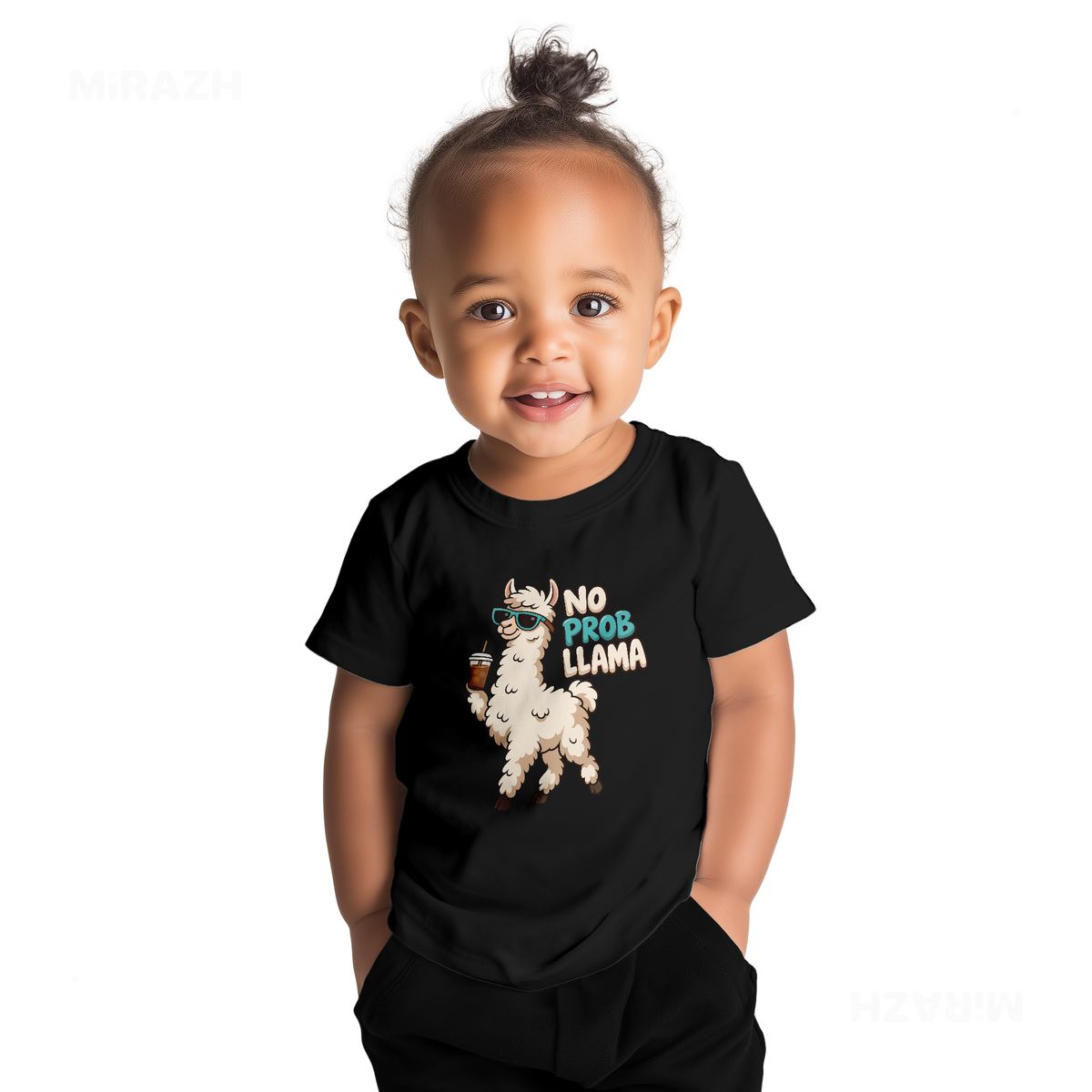 NoProbLlama Baby T Shirt 04 Black