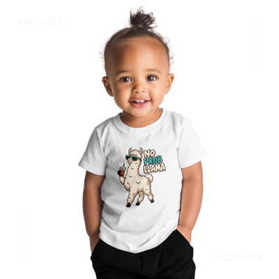 NoProbLlama Baby T Shirt 04 White