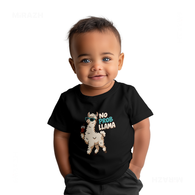 NoProbLlama Baby T Shirt 05 Black
