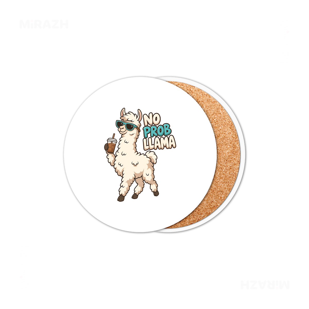 NoProbLlama Ceramic Coaster 01 Round