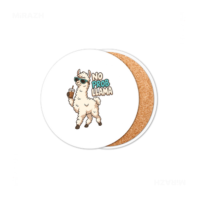 NoProbLlama Ceramic Coaster 01 Round