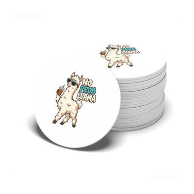 NoProbLlama Ceramic Coaster 06 Round