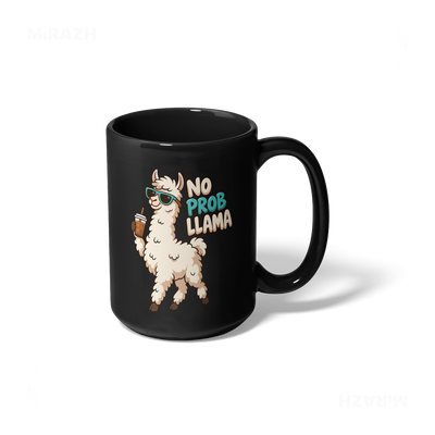NoProbLlama Ceramic Mug 01 Black