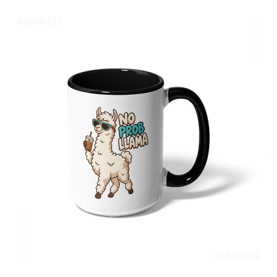NoProbLlama Ceramic Mug 01 White Black