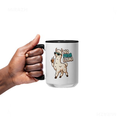 NoProbLlama Ceramic Mug 05 White Black