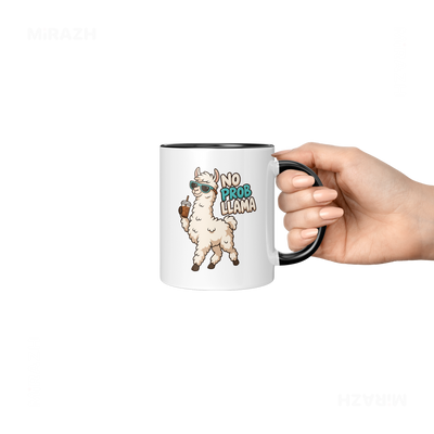 NoProbLlama Ceramic Mug 06 White Black