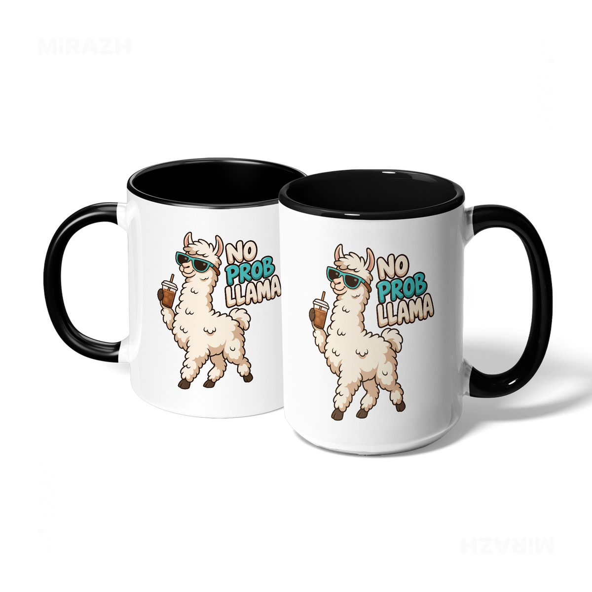 NoProbLlama Ceramic Mug 07 White Black