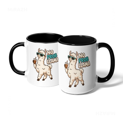 NoProbLlama Ceramic Mug 07 White Black