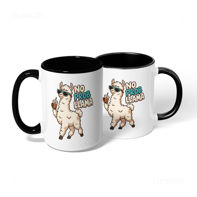 NoProbLlama Ceramic Mug 08 White Black