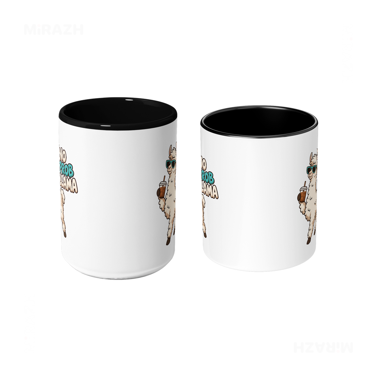 NoProbLlama Ceramic Mug 09 White Black
