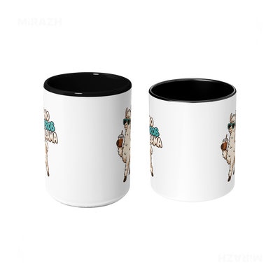 NoProbLlama Ceramic Mug 09 White Black