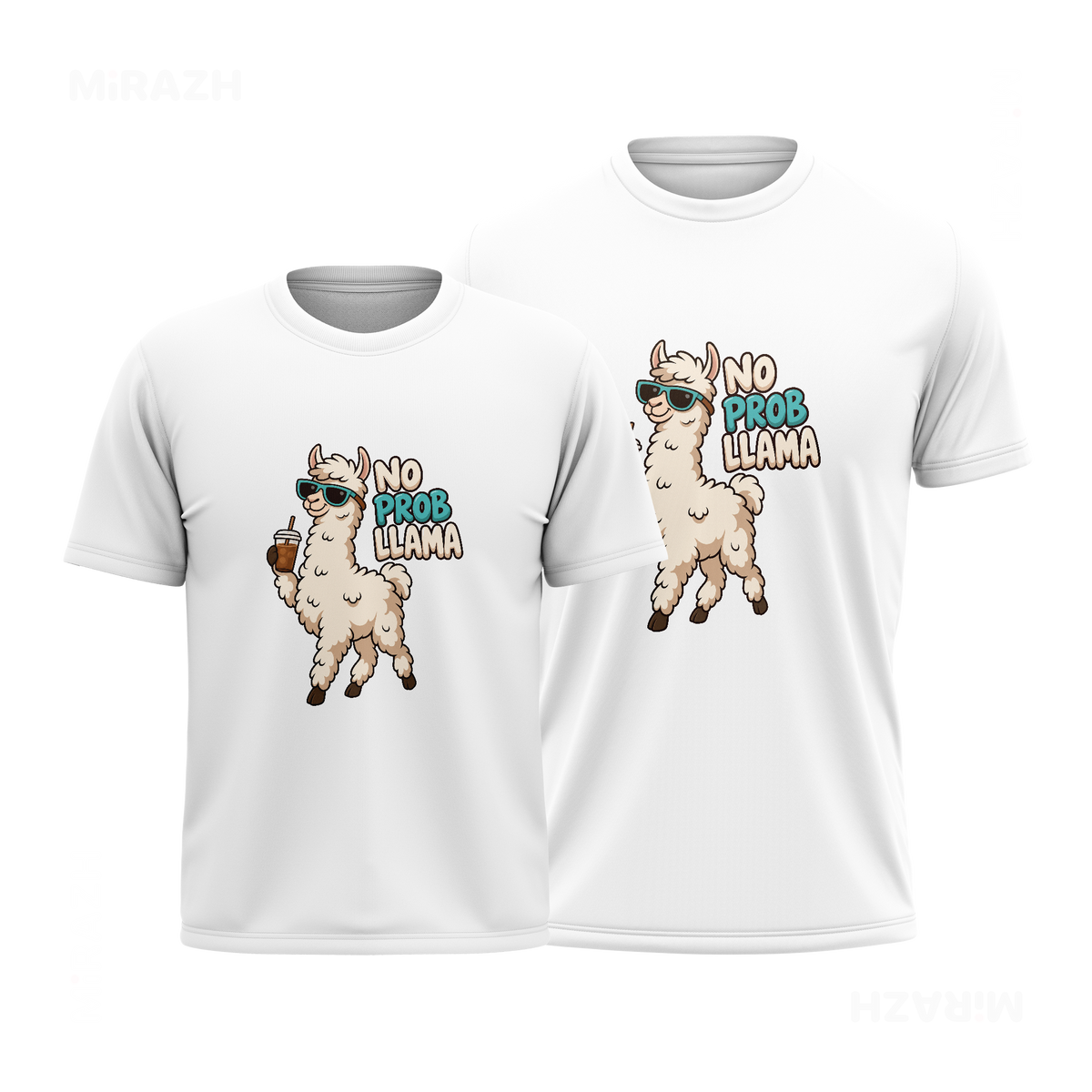 NoProbLlama Couple T Shirt 01 White