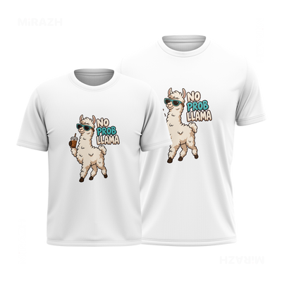 NoProbLlama Couple T Shirt 01 White