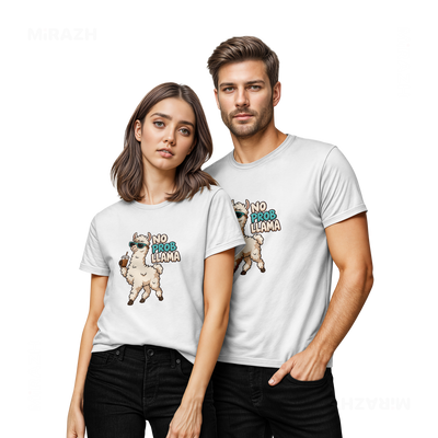 NoProbLlama Couple T Shirt 02 White