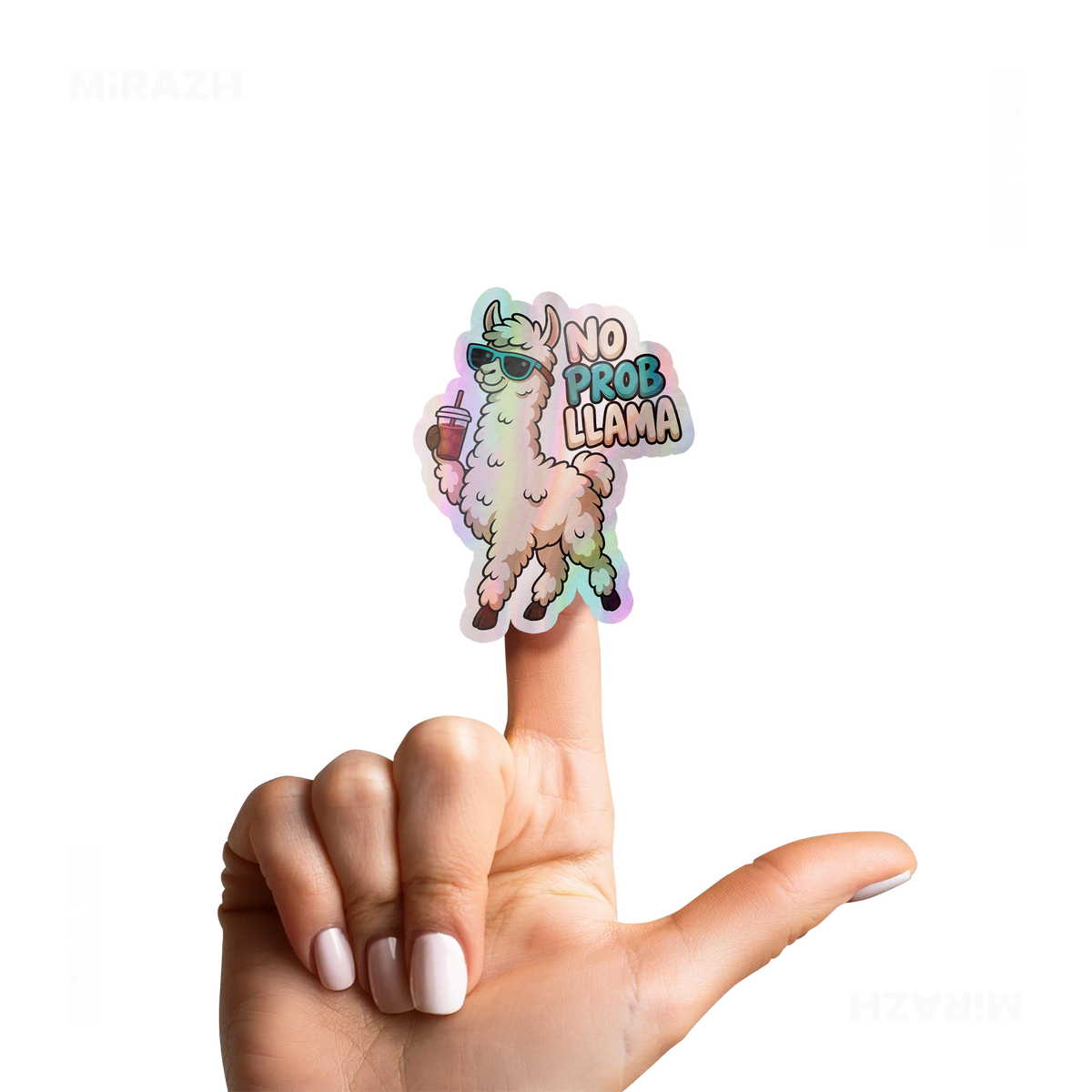 NoProbLlama Die Cut Holographic Sticker 02