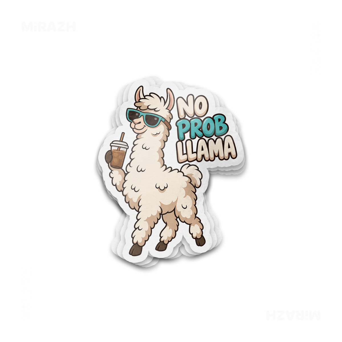 NoProbLlama Die Cut Outdoor Sticker 01 White