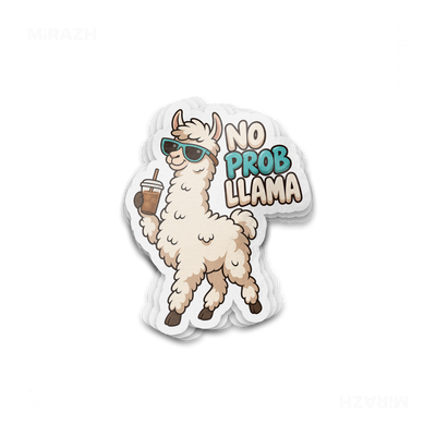 NoProbLlama Die Cut Outdoor Sticker 01 White