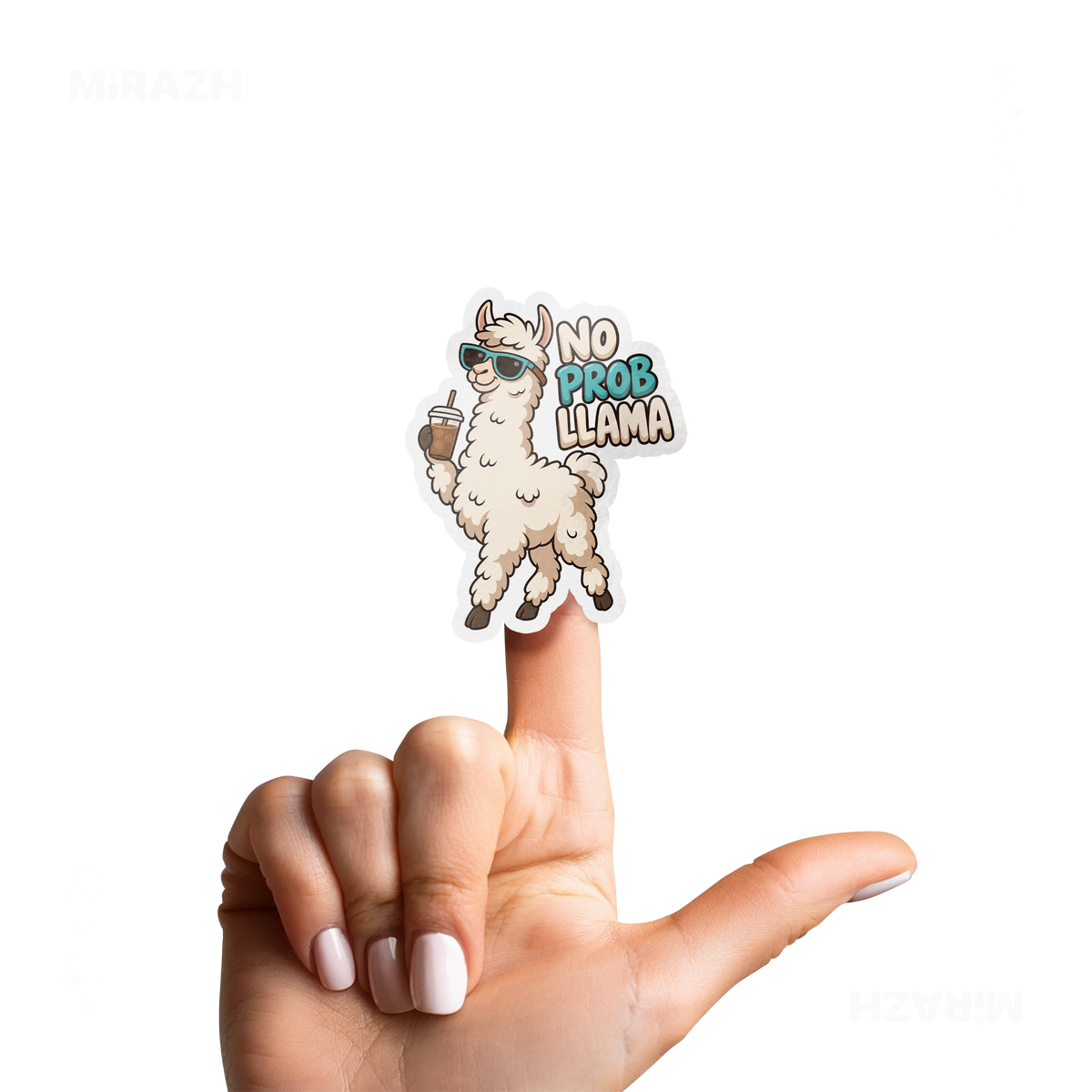 NoProbLlama Die Cut Outdoor Sticker 02 White