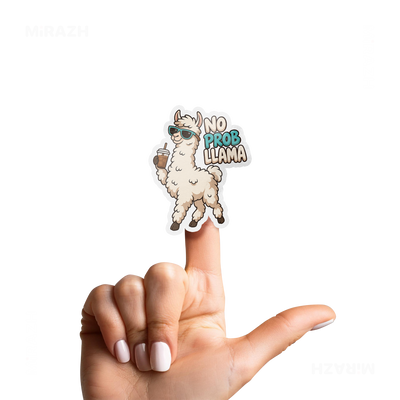 NoProbLlama Die Cut Outdoor Sticker 02 White