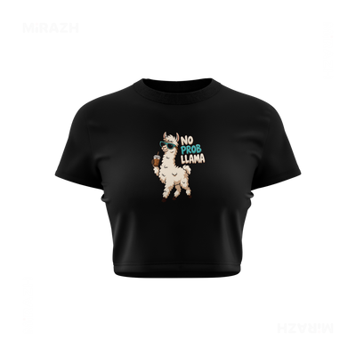 NoProbLlama Fitted Crop Top 01 Black
