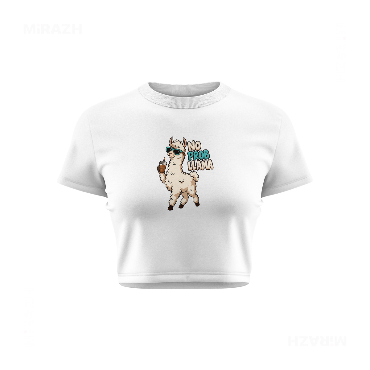 NoProbLlama Fitted Crop Top 01 White