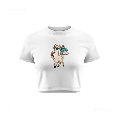 NoProbLlama Fitted Crop Top 01 White