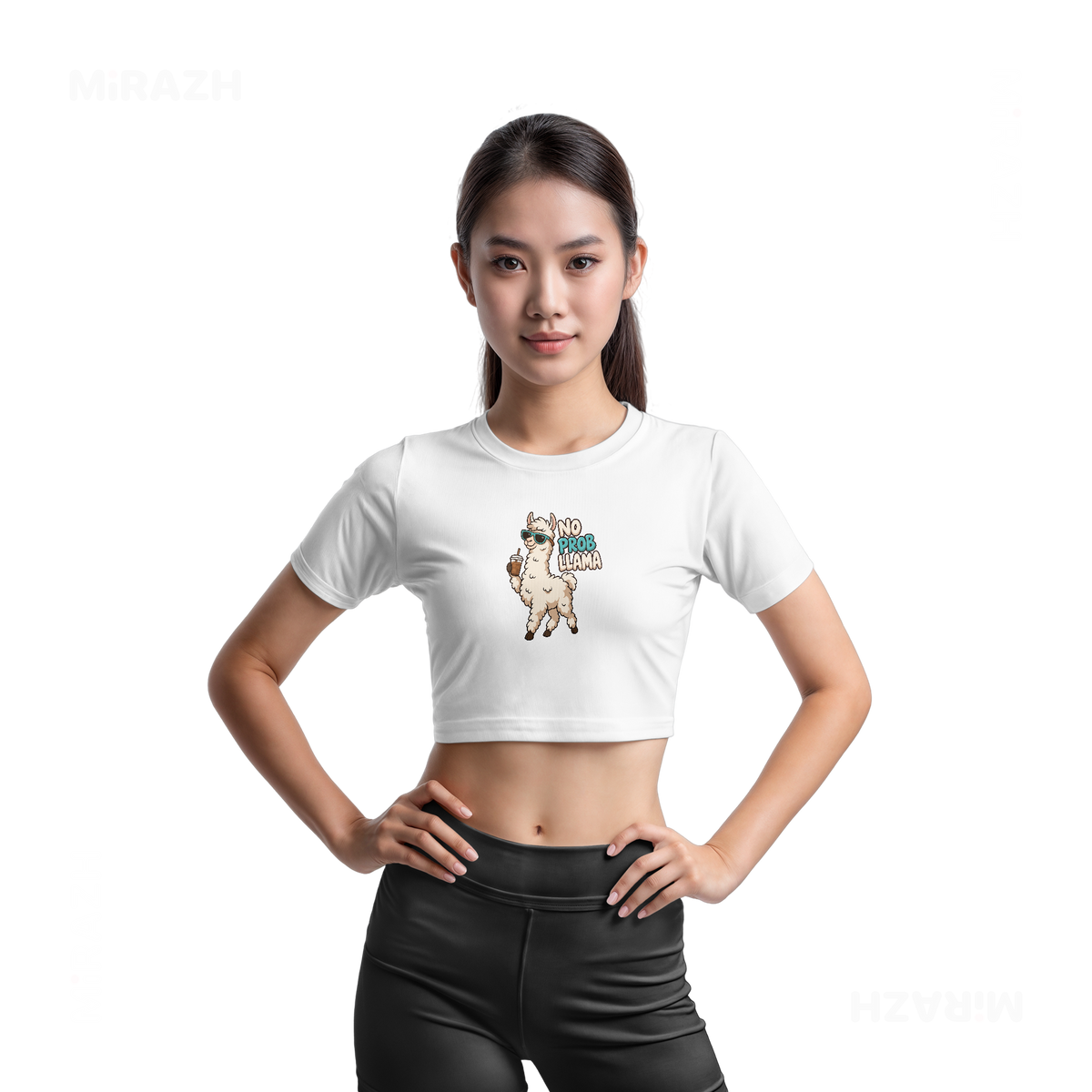 NoProbLlama Fitted Crop Top 03 White