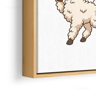 NoProbLlama Framed Canvas 02 Natural Wood