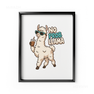 NoProbLlama Framed Poster 01 Black Aluminum