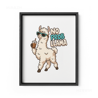 NoProbLlama Framed Poster 01 Black Wood